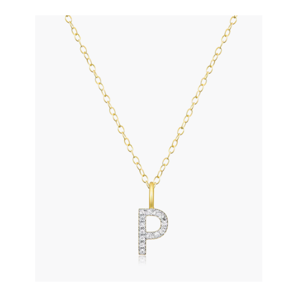 Monte Luna Intitial Necklace, "P" Sterling/Yellow Gold Plated With Lab Grown Diamond Puckett's Fine Jewelry Benton, KY