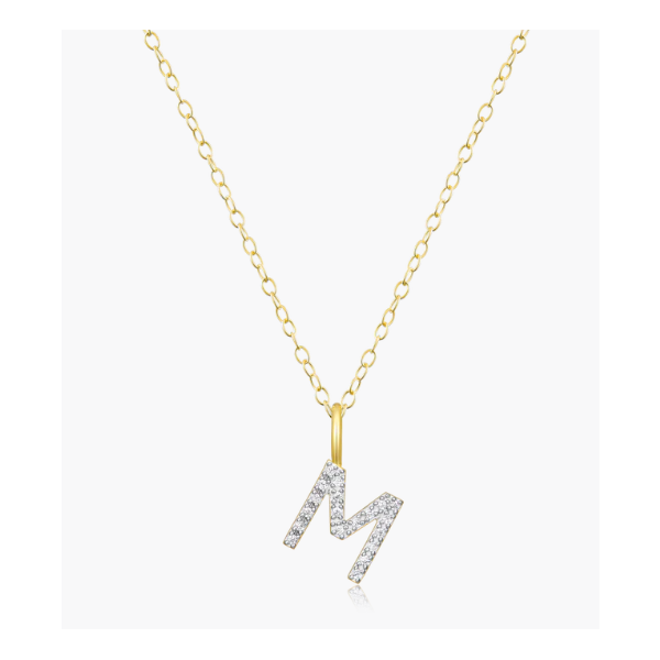 Monte Luna Intitial Necklace, "M" Sterling/Yellow Gold Plated With Lab Grown Diamond Puckett's Fine Jewelry Benton, KY