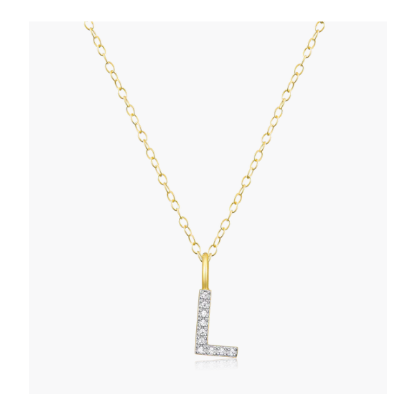Monte Luna Intitial Necklace, "L" Sterling/Yellow Gold Plated With Lab Grown Diamond Puckett's Fine Jewelry Benton, KY