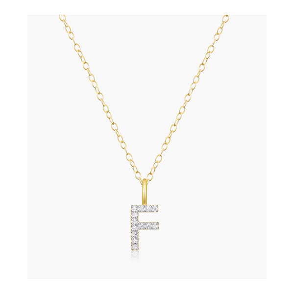 Monte Luna Intitial Necklace, "F" Sterling/Yellow Gold Plated With Lab Grown Diamond Puckett's Fine Jewelry Benton, KY