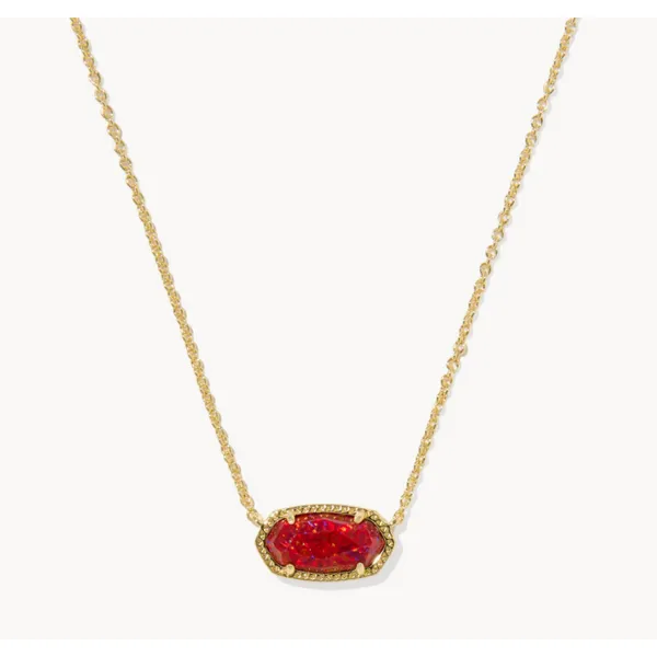 Kendra Scott Elisa Necklace Gold Red Grown Opal Puckett's Fine Jewelry Benton, KY