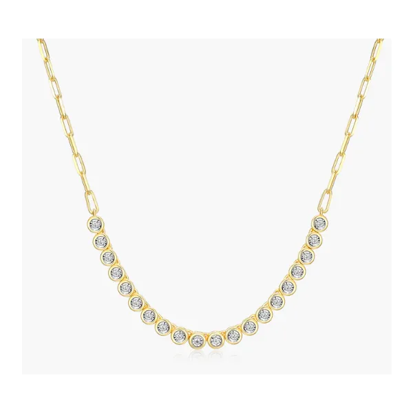 Monte Luna Lab Created Diamond Bezel Line Necklace With Paperclip Chain, 18