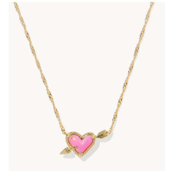 Kendra Scott Ai Heart Arrow Pendant Gold Pink Opalescent Resin Puckett's Fine Jewelry Benton, KY