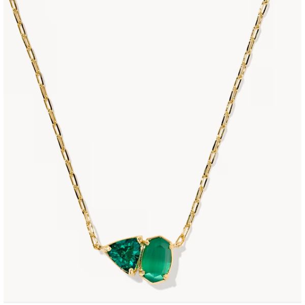 Kendra Scott Tatum Short Pendant Gold Dark Green Mix Puckett's Fine Jewelry Benton, KY