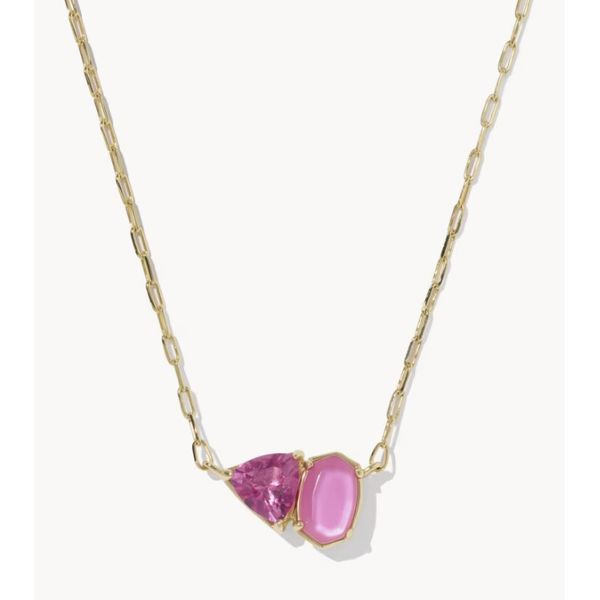 Kendra Scott Tatum Short Pendant Gold Azalea Pink Mix Puckett's Fine Jewelry Benton, KY