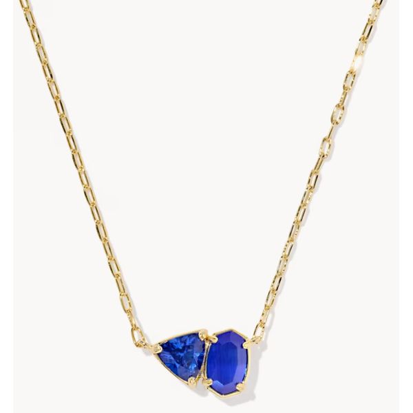 Kendra Scott Tatum Short Pendant Gold Cobalt Mix Puckett's Fine Jewelry Benton, KY