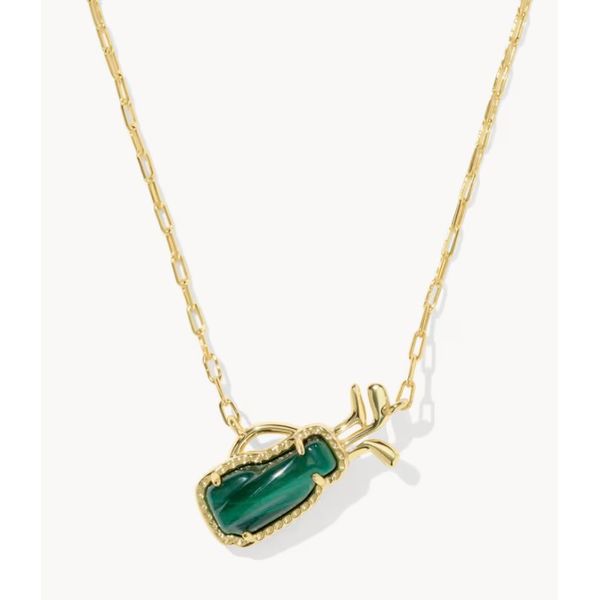 Kendra Scott Golf Gold Short Pendant Necklace Green Malachite Puckett's Fine Jewelry Benton, KY