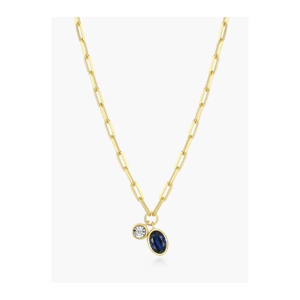 Monte Luna Birthstone Necklace, September, Lab-Created Sapphire and Lab Diamond, Mini Paperclip Necklace in Yellow Gold Plated Sterling Silver Puckett's Fine Jewelry Benton, KY