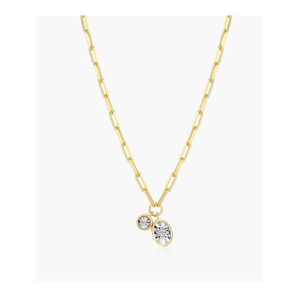 Monte Luna Birthstone Necklace, April, Lab Created Diamond, Mini Paperclip Necklace in Yellow Gold Plated Sterling Silver Puckett's Fine Jewelry Benton, KY