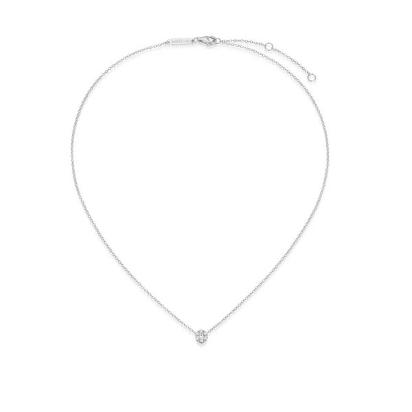 Monte Luna Sterling Silver, Lab Grown Diamond Cluster-Style Pendant on 18IN Forzatina Cable Chain, .20CT TWT Puckett's Fine Jewelry Benton, KY