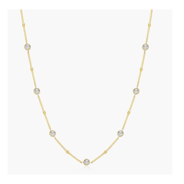 Monte Luna Bezel Station Lab Created Diamond Beaded Bolo Necklace, Yellow Gold Plated Puckett's Fine Jewelry Benton, KY