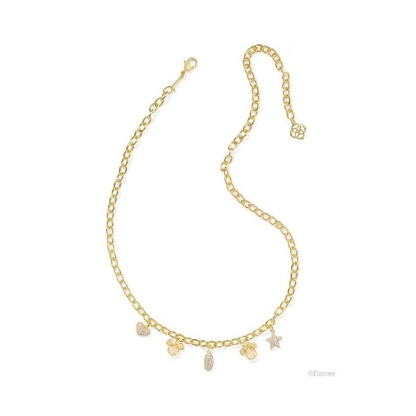 KENDRA SCOTT MICKEY MINNIE CHARM NECKLACE GOLD TONE IRI WHITE MIX Puckett's Fine Jewelry Benton, KY