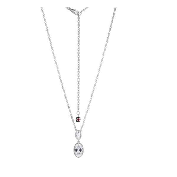 Elle sterling silver rhodium plated oval drop pendant with cubic zirconia Puckett's Fine Jewelry Benton, KY