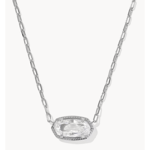 Kendra Scott Elisa Luxe Silver Short Pendant Necklace white cz Puckett's Fine Jewelry Benton, KY