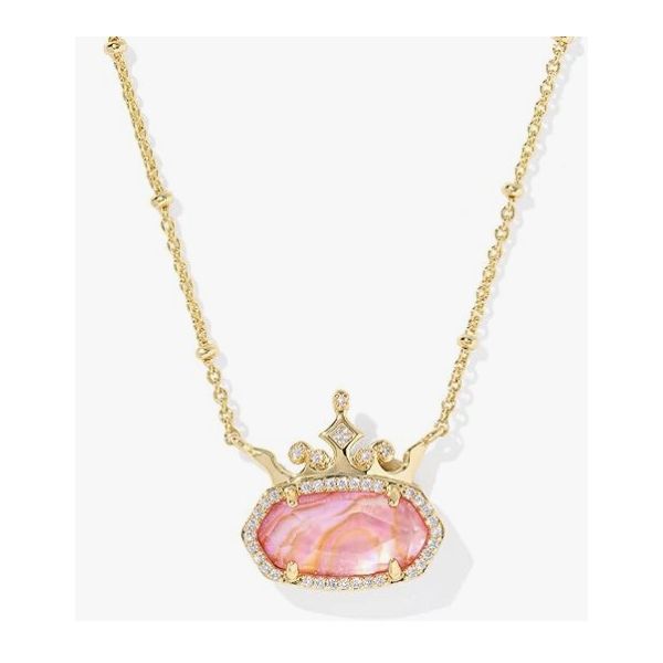 Kendra Scott Disney Elisa Princess Necklace Gold Tone With Light Pink Iridescent Abalone Puckett's Fine Jewelry Benton, KY
