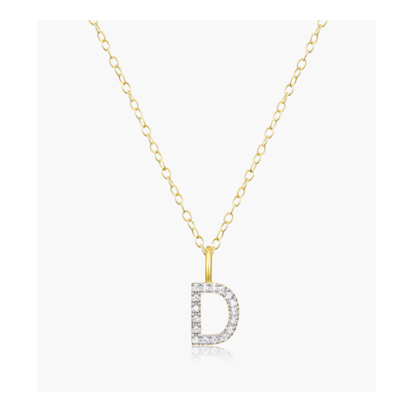 Monte Luna Intitial Necklace, "D" Sterling/Yellow Gold Plated With Lab Grown Diamond Puckett's Fine Jewelry Benton, KY