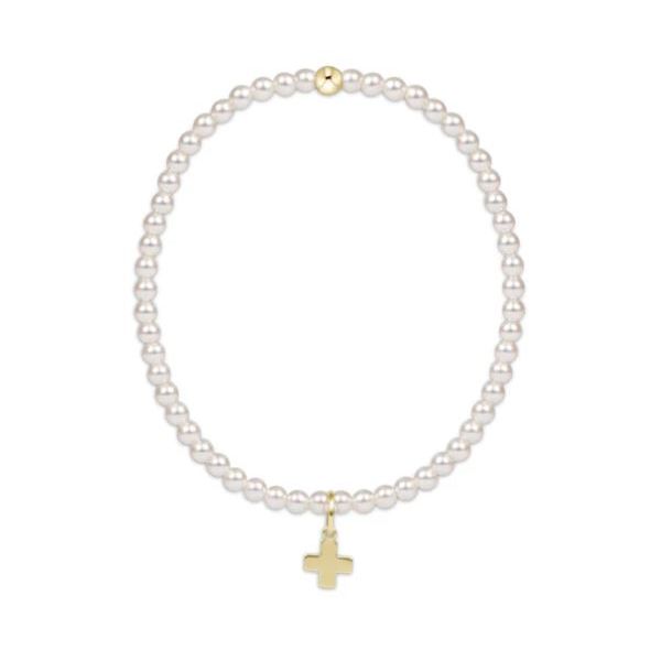 Enewton Egirl- Classic Pearl 3mm Beaded Bracelet With Signature Cross Charm Puckett's Fine Jewelry Benton, KY