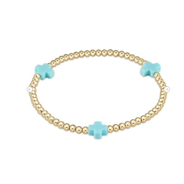 ENEWTON EXTENDS SIGNATURE CROSS 3MM GOLD BRACELET - TURQUOISE Puckett's Fine Jewelry Benton, KY