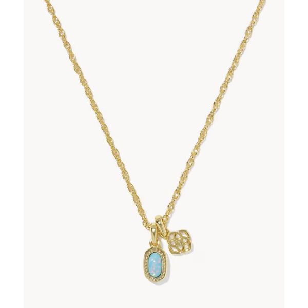 Kendra Scott Mini Elisa Dira Necklace Gold Tone Blue Lab Grown Opal Puckett's Fine Jewelry Benton, KY