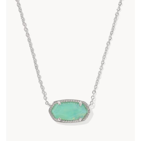 Kendra Scott Elisa Necklace Rhodium Tone Mint Iridescent Abalone Puckett's Fine Jewelry Benton, KY