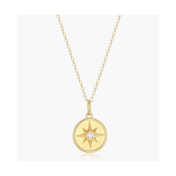 Monte Luna North Star Medallion Lab-Created Diamond Pendant Necklace in 14K Yellow Gold-Plated Sterling Silver Puckett's Fine Jewelry Benton, KY