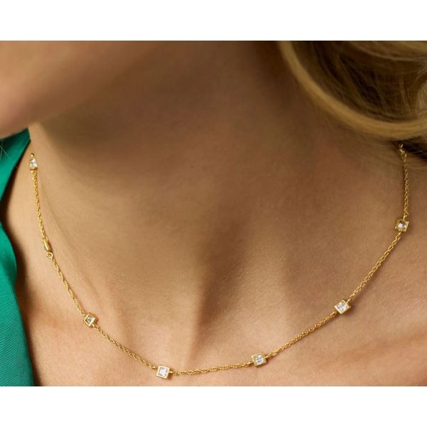 Julie Vos Gold Plated Jolie Delicate Station Necklace, Cubic Zirconia - One Size Image 2 Puckett's Fine Jewelry Benton, KY