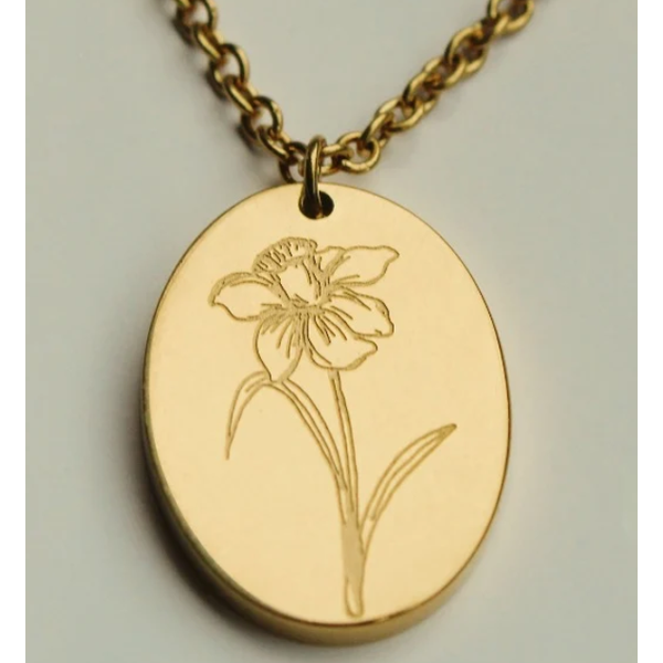 By Grace Jewelry Birth Flower Necklace, March,  14K Gold Electroplated Puckett's Fine Jewelry Benton, KY