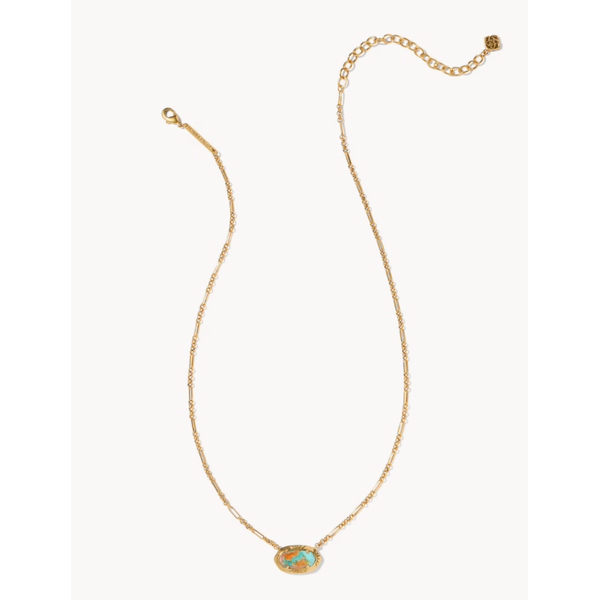 Kendra Scott Elisa Necklace Gold Bronze Veined Turquoise Puckett's Fine Jewelry Benton, KY