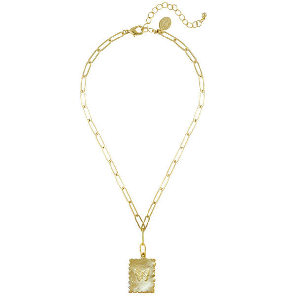 Susan Shaw Gold Butterfly Stamp Necklace Puckett's Fine Jewelry Benton, KY