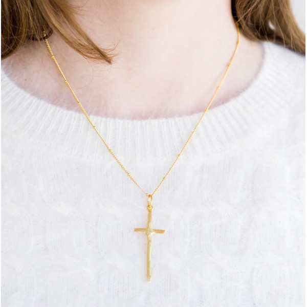 Susan Shaw Dainty Tall Cross Necklace Image 2 Puckett's Fine Jewelry Benton, KY