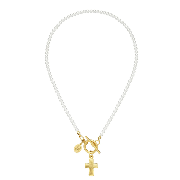 Susan Shaw Small Cross Katie Freshwater Pearl Necklace Puckett's Fine Jewelry Benton, KY