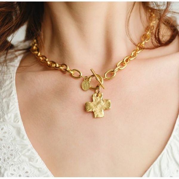 Susan Shaw Gold Cross Toggle Necklace – 20 Inch Image 2 Puckett's Fine Jewelry Benton, KY