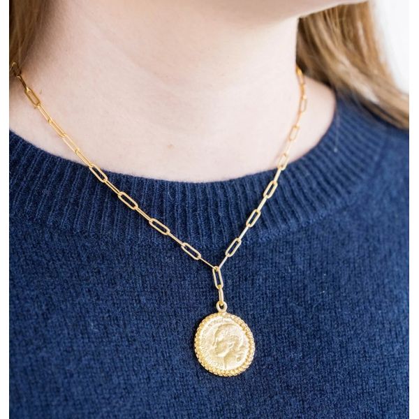 Susan Shaw Gold French Franc Paperclip Necklace Image 2 Puckett's Fine Jewelry Benton, KY