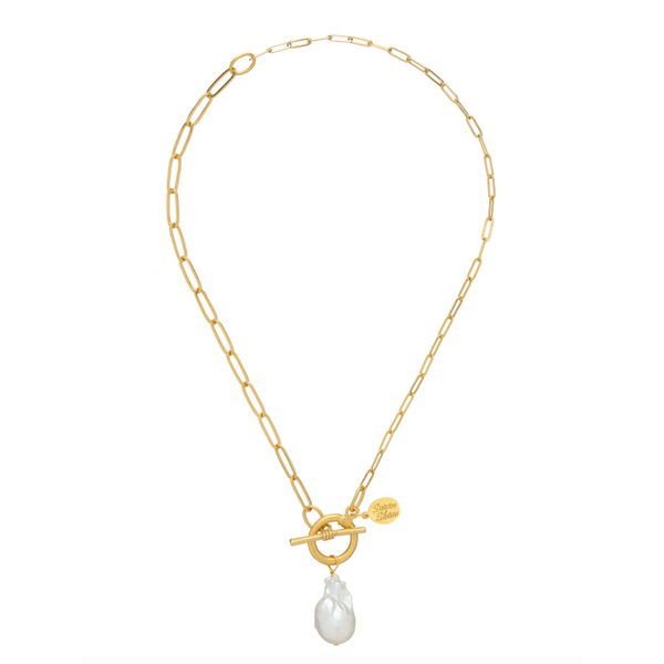 Susan Shaw Katie Paperclip Necklace with Baroque Pearl Puckett's Fine Jewelry Benton, KY