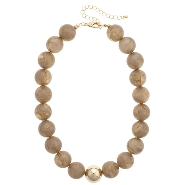 Canvas Style Marjorie Beaded Gumball Necklace in Smoke Taupee Puckett's Fine Jewelry Benton, KY