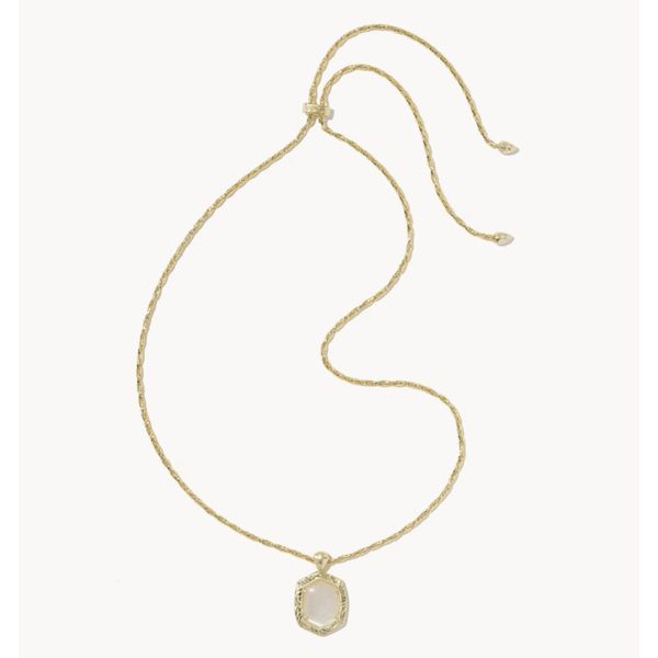 Kendra Scott Tiger Stripe Daphne Small Long Gold Tone Necklace Natural Mother of Pearl Image 2 Puckett's Fine Jewelry Benton, KY
