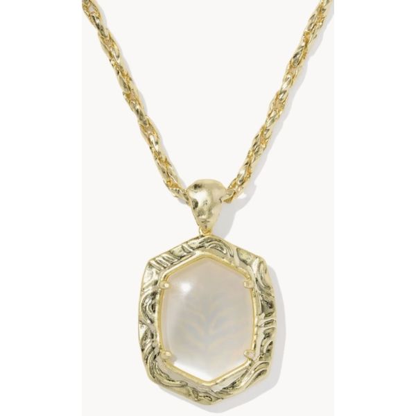 Kendra Scott Tiger Stripe Daphne Small Long Gold Tone Necklace Natural Mother of Pearl Puckett's Fine Jewelry Benton, KY