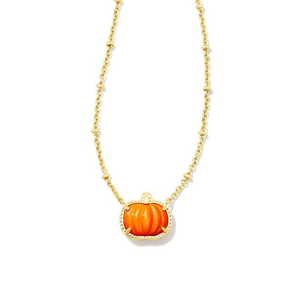Kendra Scott Pumpkin Pendant/Necklace Gold Tone Orange Banded Agate Puckett's Fine Jewelry Benton, KY