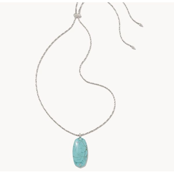 Kendra Scott Danielle Riveted Long Pendant Rhod Variegated Turquoise Puckett's Fine Jewelry Benton, KY
