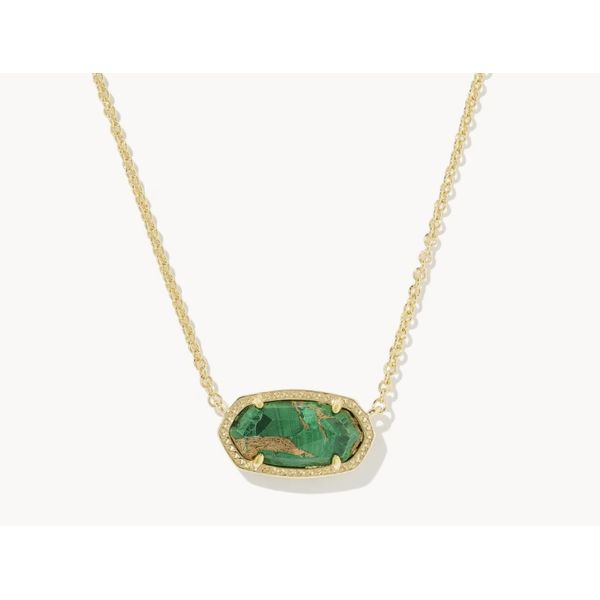 Kendra Scott Elisa Rivted Pendant Gold Tone Green Malachite Image 2 Puckett's Fine Jewelry Benton, KY