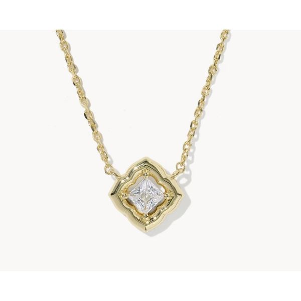Kendra Scott Mallory Crystal Pendant/Necklace Gold Tone White CZ Puckett's Fine Jewelry Benton, KY