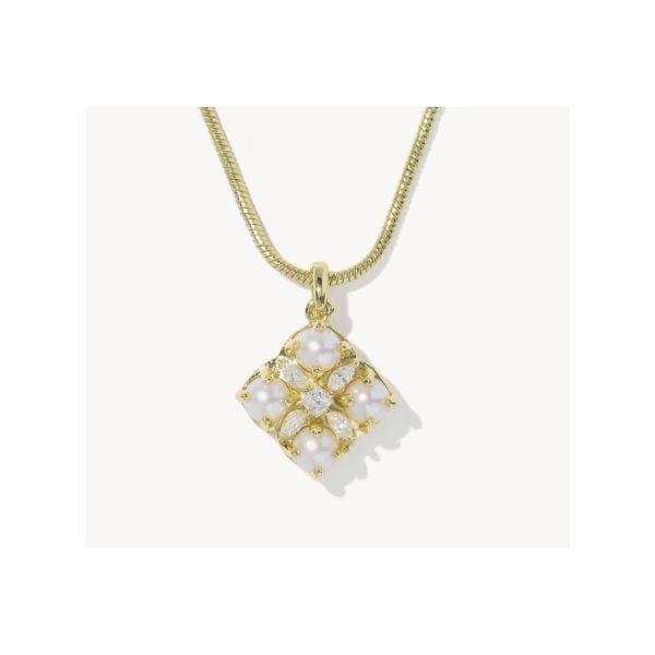 Kendra Scott Dira Pearl Pendant Necklace Gold Tone Freshwater Pearl Image 2 Puckett's Fine Jewelry Benton, KY
