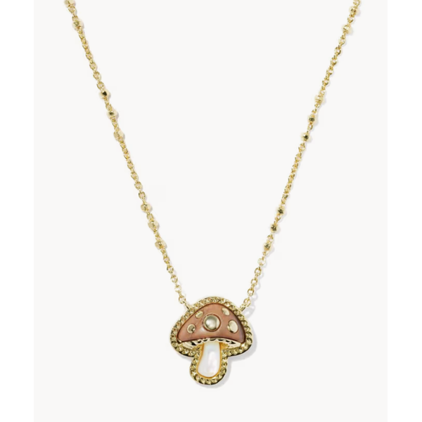 Kendra Scott Mushroom Short Pendant Necklace Gold Brown Mix Puckett's Fine Jewelry Benton, KY