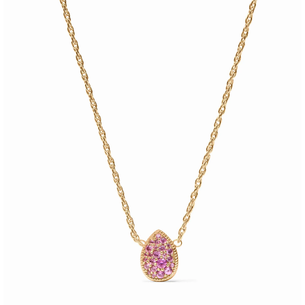 Julie Vos Pave Teardrop Delicate Necklace - Pink Tourmaline Puckett's Fine Jewelry Benton, KY