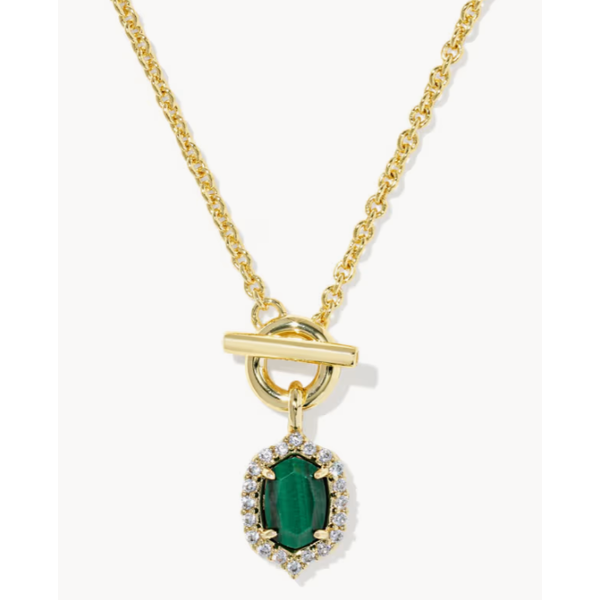 Kendra Scott Daphne Crystal Frame Drop Toggle Necklace Gold Tone Green Malachite Puckett's Fine Jewelry Benton, KY