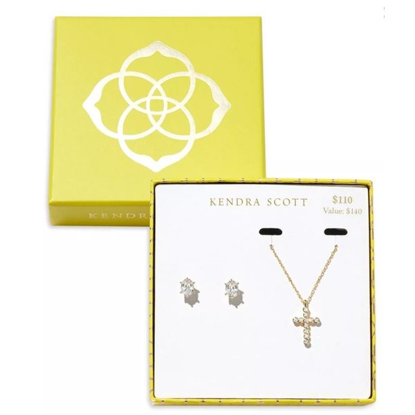 Kendra Scott Gift Set, Cailin, Gold Tone White CZ Puckett's Fine Jewelry Benton, KY