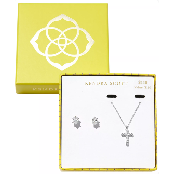 Kendra Scott Gift Set, Cailin, Rhodium Tone White CZ Puckett's Fine Jewelry Benton, KY
