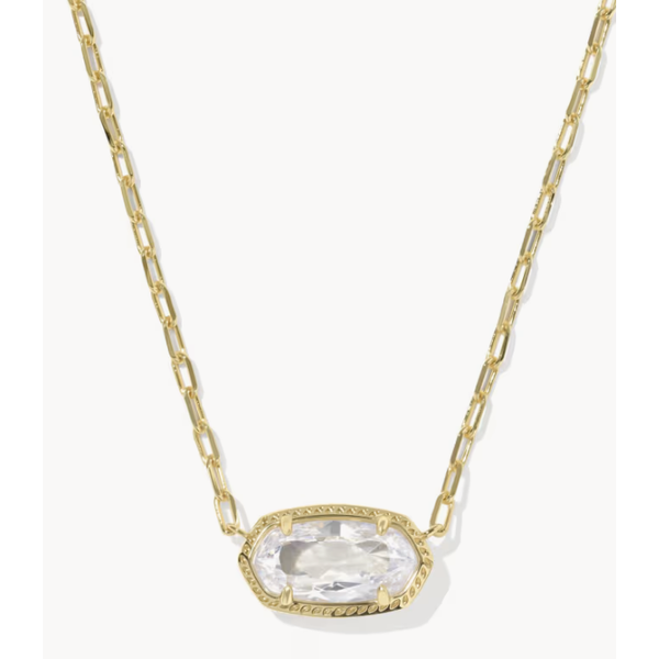 Kendra Scott Mini Elisa Luxe Pendant Gold Metal White CZ Puckett's Fine Jewelry Benton, KY
