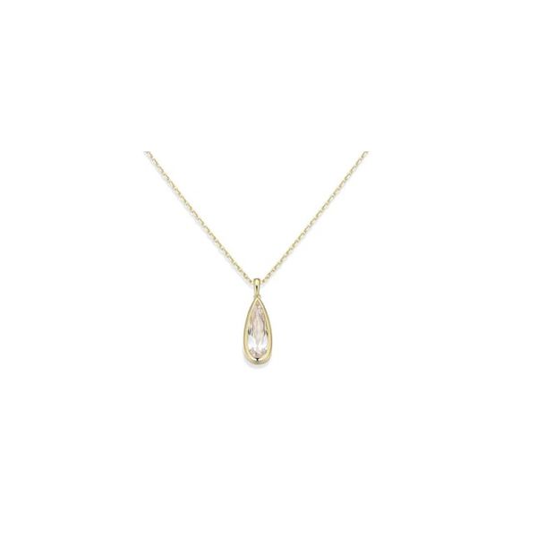Elle Sterling Silver/Yellow Gold Plated Necklace With Elongated Pear Cubic Zirconia, Bezel Set, 17" +3" Extension Puckett's Fine Jewelry Benton, KY