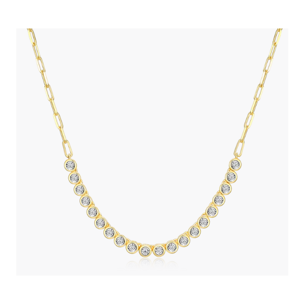 Monte Luna Lab Created Diamond Bezel Line Necklace With Paperclip Chain, 18